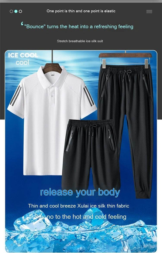 Men's Summer Ice Silk Casual Suit - Comfortable and Breathable Loungewear - Buy Center