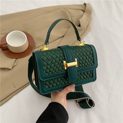 Woven Solid Color Crossbody Bag - Stylish Small Square Clutch 2025 - Buy Center