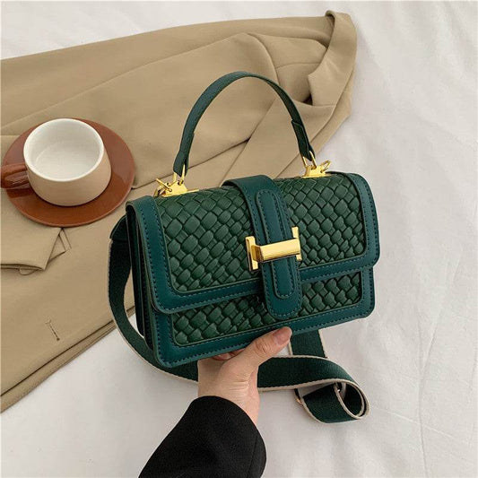 Woven Solid Color Crossbody Bag - Stylish Small Square Clutch 2025 - Buy Center