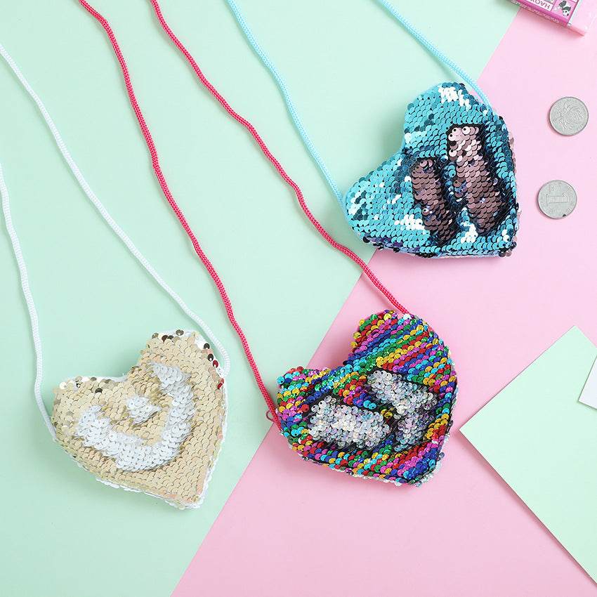 Heart-Shaped Sequined Purse Lanyard - Stylish Girls' Accessory for Gifts - Buy Center