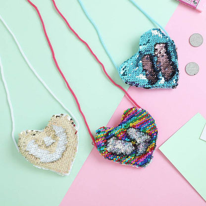 Heart-Shaped Sequined Purse Lanyard - Stylish Girls' Accessory for Gifts - Buy Center