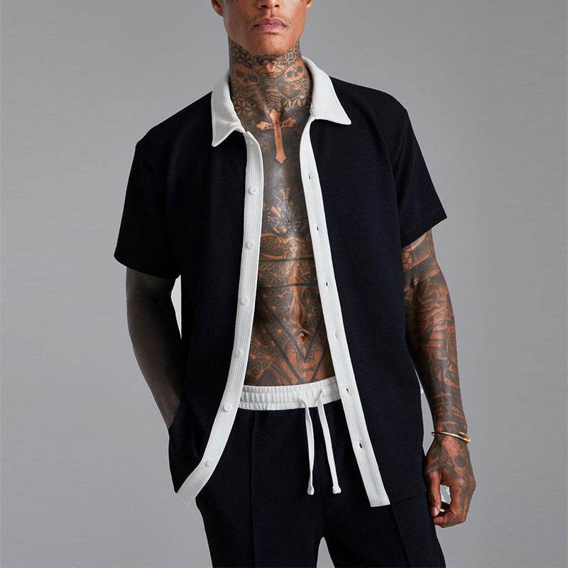 Buycenter Men's Casual Sports Suit - Stylish Geometric Short Set - Buy Center