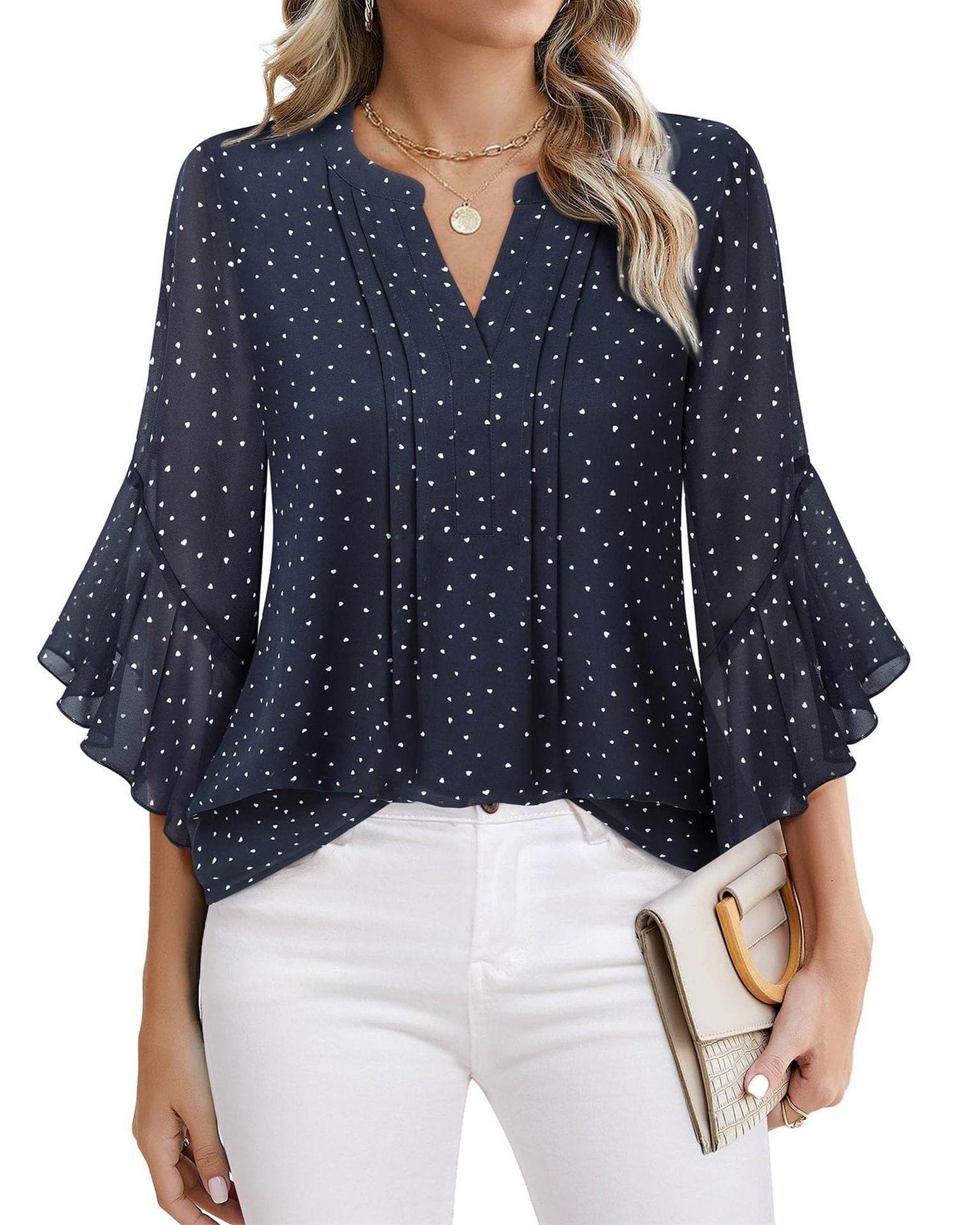 Buycenter Lotus Leaf 3/4 Sleeve Top - Loose Fit, Solid Colors Available - Buy Center
