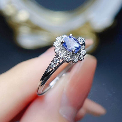 BuyCenter Natural Tanzanite Ring - Adjustable 925 Silver Jewelry - Buy Center