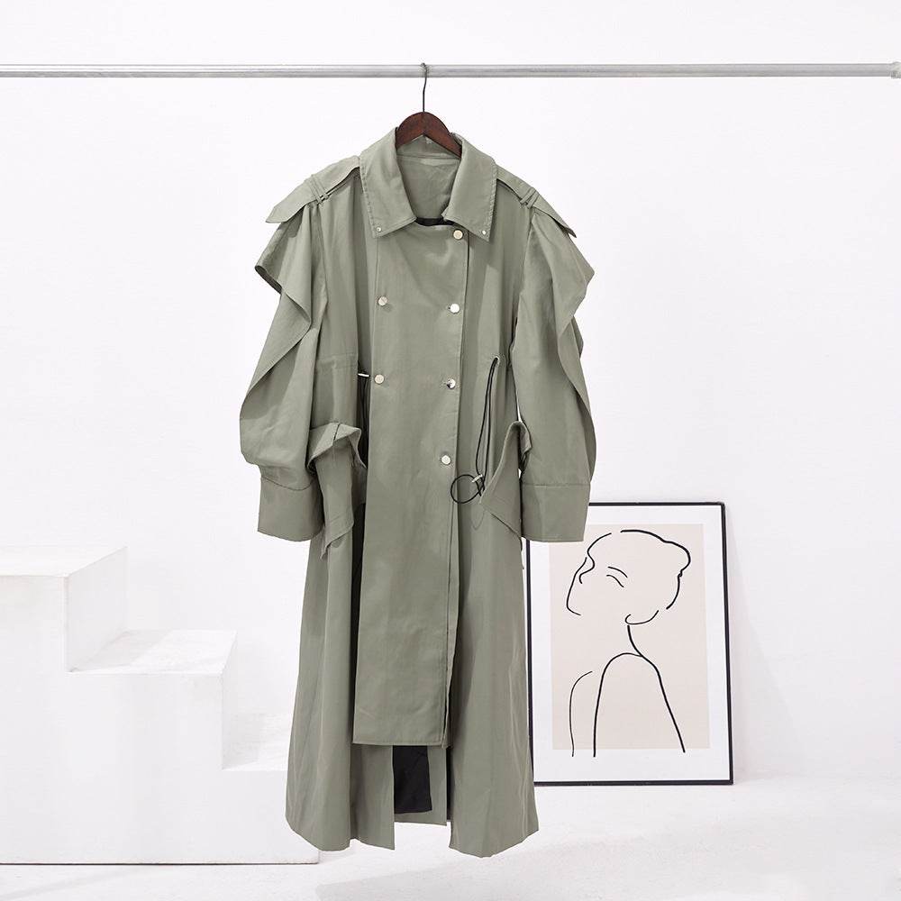 Trendy Women's Elastic Waisted Trench Coat - Autumn Street Style 2025 - Buy Center