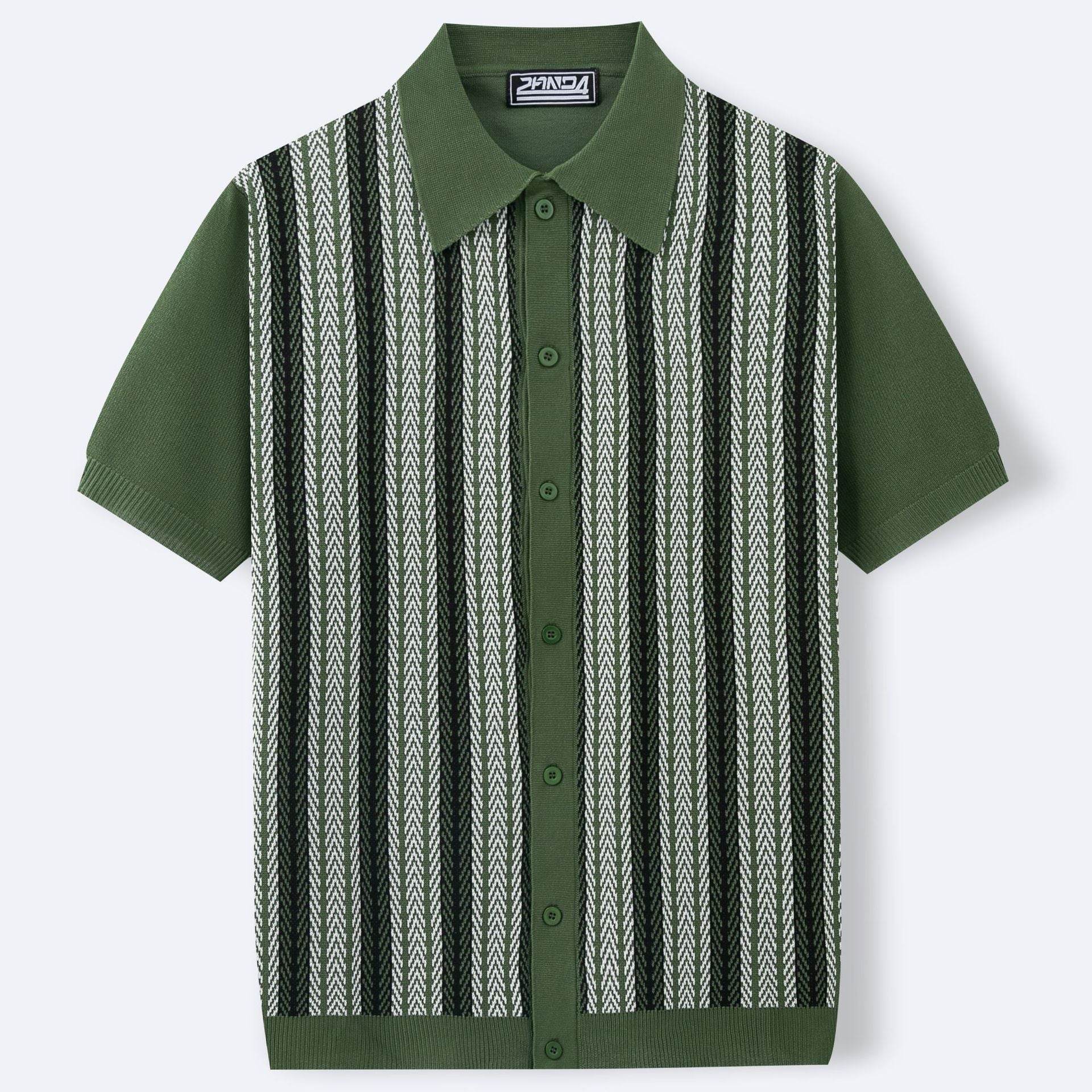 Men's Casual Striped Jacquard Sweater - Soft Tencel Fabric, Summer Style - Buy Center