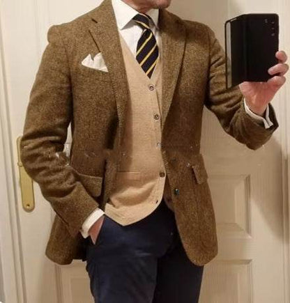 Buycnter Slim Fit Herringbone Coat - Stylish Blazer for Modern Men - Buy Center