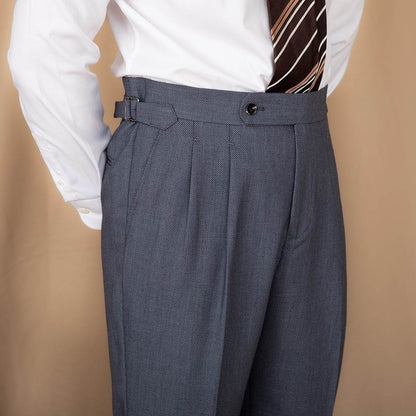 Buycenter High-Waisted Casual Trousers - Solid Color, Straight Fit - Buy Center