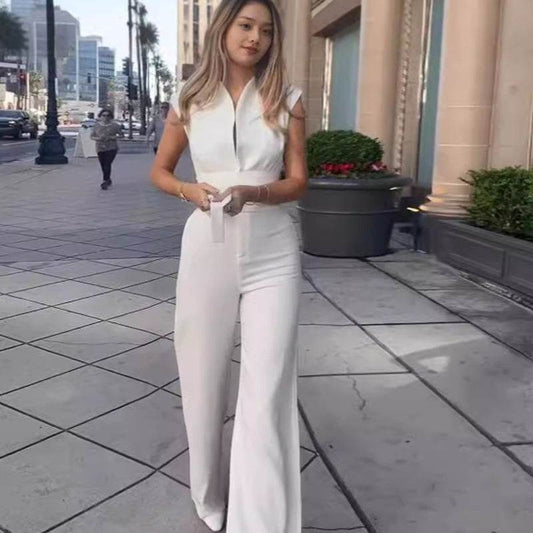 Elegant Low Neck Sleeveless Jumpsuit - Sizes XS to 2XL, Modern Style - Buy Center