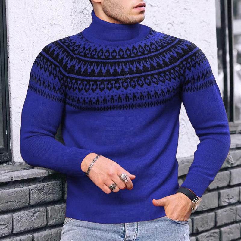 Buycenter Vintage Patchwork Turtleneck - Slim Fit Long Sleeve Top - Buy Center