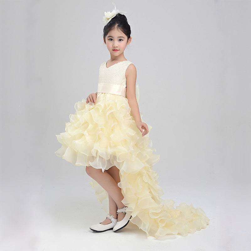Elegant Girls Wedding Dress - Flower Girl Costume with Piano Tail Design - Buy Center