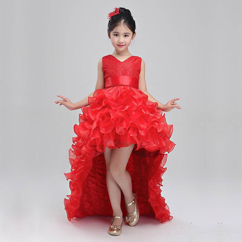 Elegant Girls Wedding Dress - Flower Girl Costume with Piano Tail Design - Buy Center