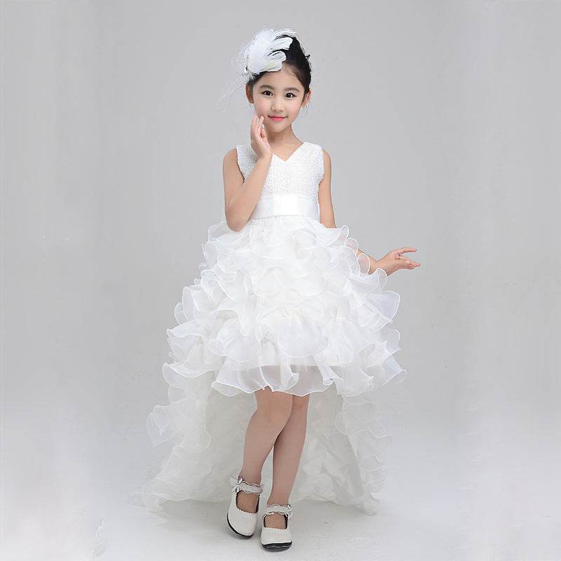Elegant Girls Wedding Dress - Flower Girl Costume with Piano Tail Design - Buy Center