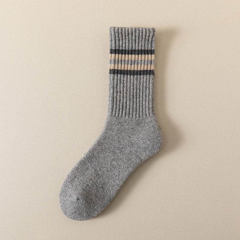 Men's Fleece-Lined Cotton Sports Stockings - Stripes & Plaid Patterns - Buy Center