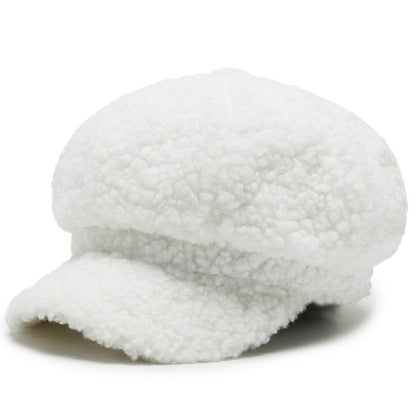Cashmere Leather Brim Octagonal Hat - Elegant Tapered Style for Women - Buy Center