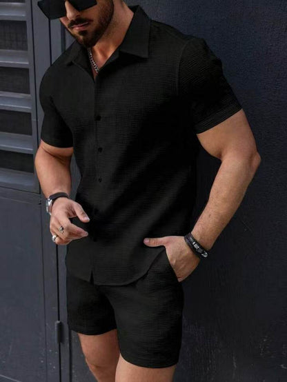 Men's Casual Two-Piece Suit - Summer Short-Sleeved Shirt & Shorts Set - Buy Center