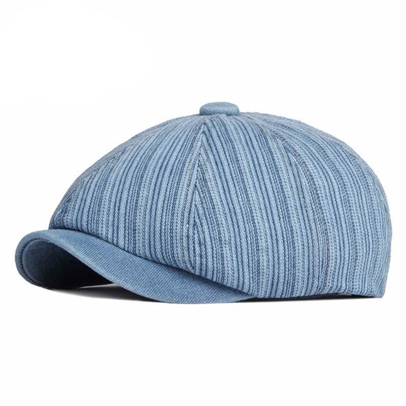 Spring & Autumn Washed Denim Beret - Stylish Octagonal Design for All Seasons - Buy Center