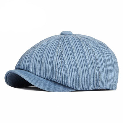 Spring & Autumn Washed Denim Beret - Stylish Octagonal Design for All Seasons - Buy Center