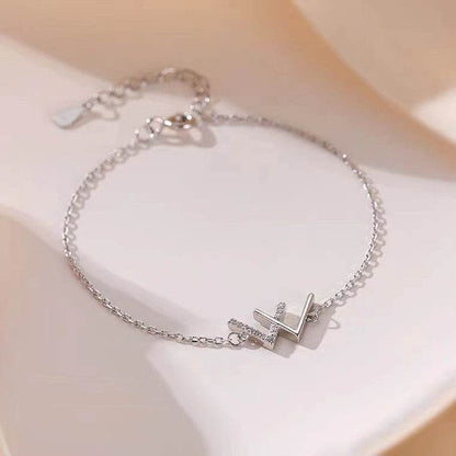 Sterling Silver 'W' Letter Bracelet - Elegant & Minimalistic Charm for Women - Buy Center