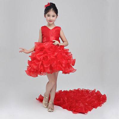 Elegant Girls Wedding Dress - Flower Girl Costume with Piano Tail Design - Buy Center