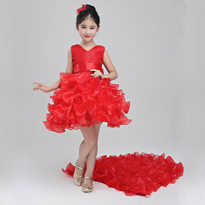 Elegant Girls Wedding Dress - Flower Girl Costume with Piano Tail Design - Buy Center