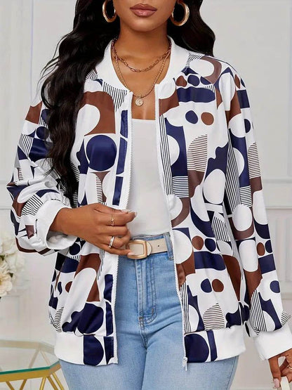 Trendy Colorful Printed Zipper Jacket for Women - Lightweight & Stylish - Buy Center