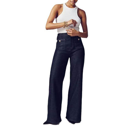 Women's Plus Size Wide-Leg Pants - Casual Distressed Denim Style 2025 - Buy Center
