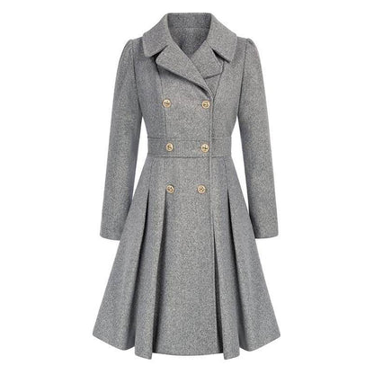 Women's A-Line Pea Coat - Double Breasted Windbreaker with Pockets - Buy Center