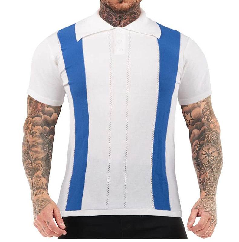 Men's White Striped Slim-fit Sweater - Stylish Tencel Short Sleeves 2025 - Buy Center