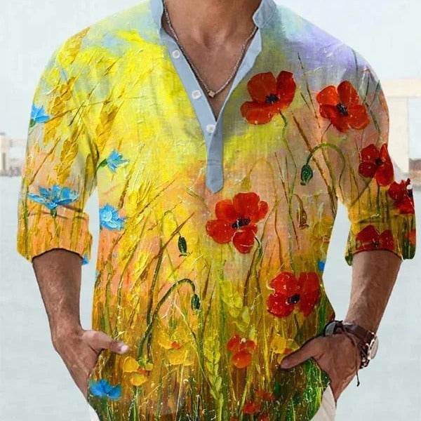 3D Digital Printing Polo Shirt for Men - Stylish Long Sleeve Sports Top - Buy Center