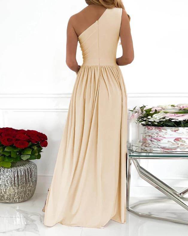 Women's One Shoulder Maxi Dress - High Split Cutout Elegant Style - Buy Center