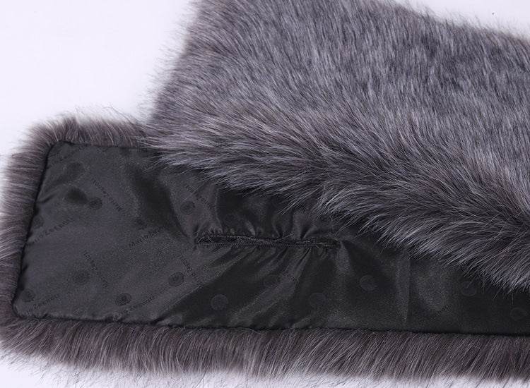 Elegant Faux Fox Fur Bridal Evening Dress - Lengthened Monochrome Style - Buy Center