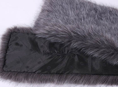 Elegant Faux Fox Fur Bridal Evening Dress - Lengthened Monochrome Style - Buy Center