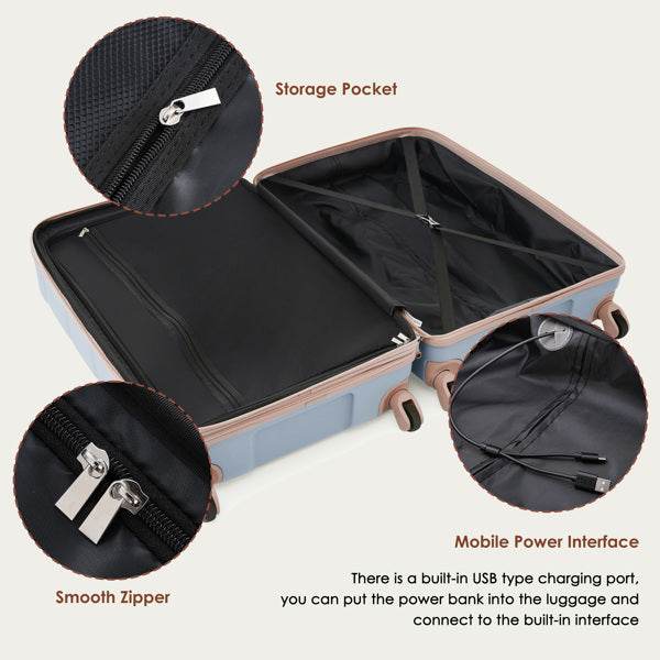 4-Piece Luggage Set with USB Port - Stylish, Expandable Travel Bags - Buy Center