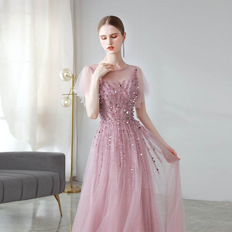 Buycenter Slim Dress for Celebrity Dinner - U-Neck Evening Wear - Buy Center