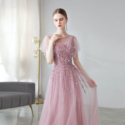 Buycenter Slim Dress for Celebrity Dinner - U-Neck Evening Wear - Buy Center