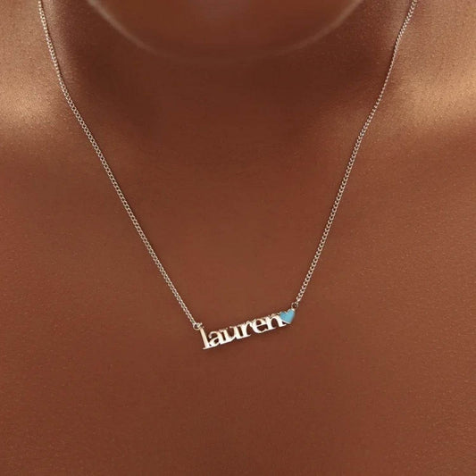 Ladies Heart-Shaped Name Pendant Necklace - Silver & Gold Options - Buy Center