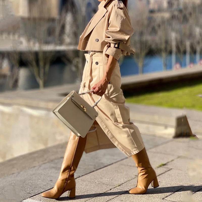 Buycenter Elegant Button Belt Suit Skirt - Stylish European Workwear Jumpsuit - Buy Center