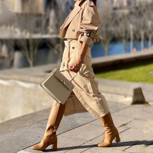 Buycenter Elegant Button Belt Suit Skirt - Stylish European Workwear Jumpsuit - Buy Center