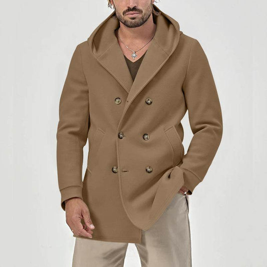 Fall & Winter Men's Soil Windbreaker - Hooded, Double-Breasted Style - Buy Center