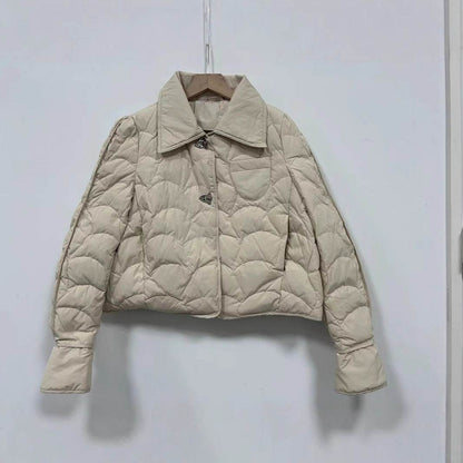 Cozy Women's Red Diamond Plaid Short Down Jacket - Trendy & Warm - Buy Center