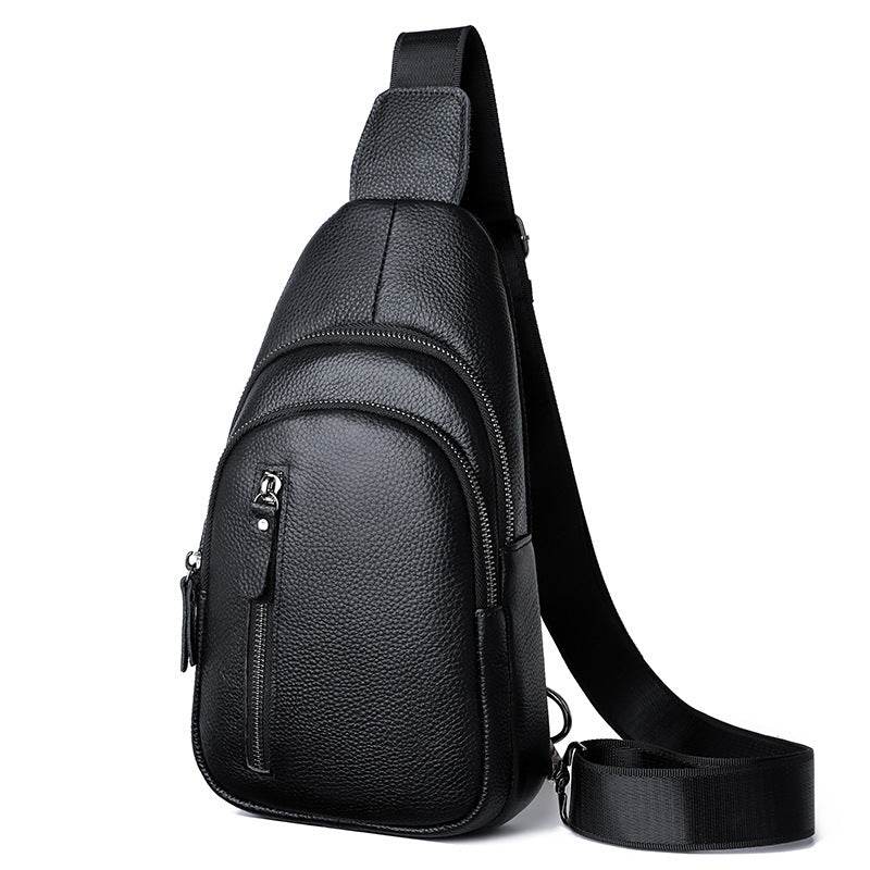 Men's Leather Chest Bag - Casual Crossbody with Large Capacity & Style - Buy Center