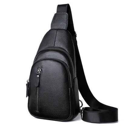 Men's Leather Chest Bag - Casual Crossbody with Large Capacity & Style - Buy Center