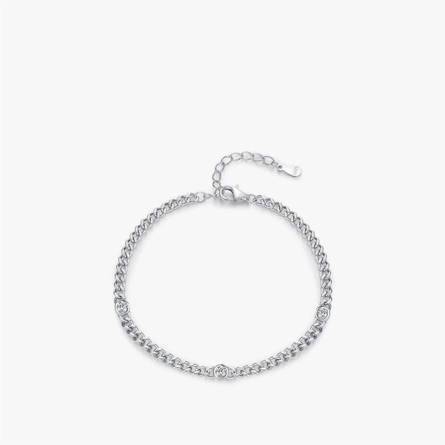 Personalized S925 Silver Diamond Bracelet - Trendy Punk Style for Women - Buy Center
