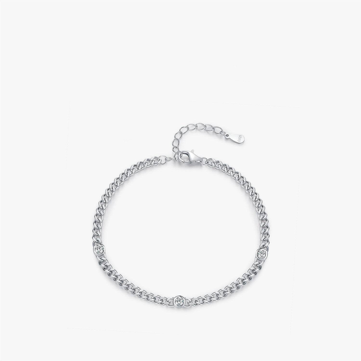 Personalized S925 Silver Diamond Bracelet - Trendy Punk Style for Women - Buy Center