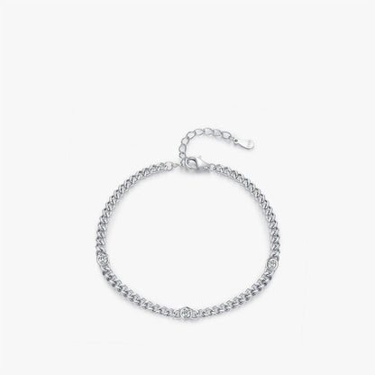 Personalized S925 Silver Diamond Bracelet - Trendy Punk Style for Women - Buy Center