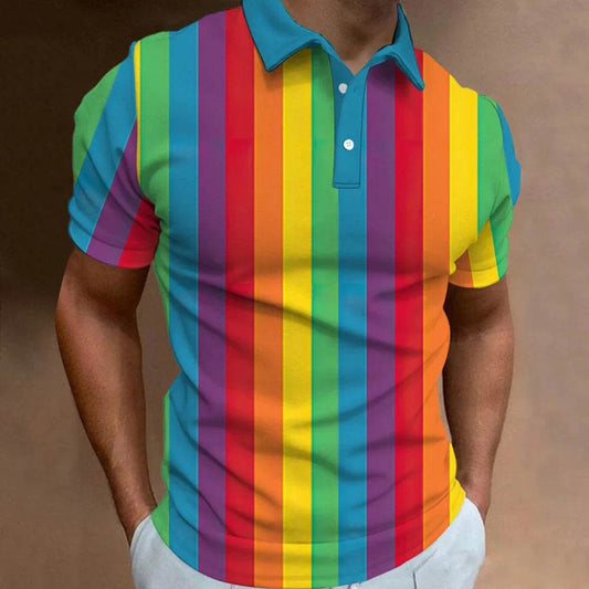 Men's 3D Rainbow Printing Casual T-Shirt - Summer Style & Ultimate Comfort - Buy Center