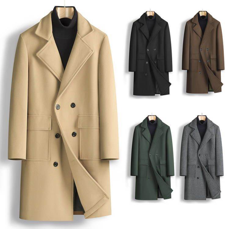 Stylish Men's Double Breasted Mid-Length Coat - Versatile & Hooded - Buy Center