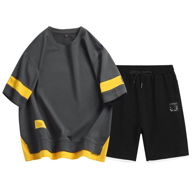 Men's Short Sleeve Waffle Suit - Casual T-Shirt & Shorts Set for Comfort - Buy Center