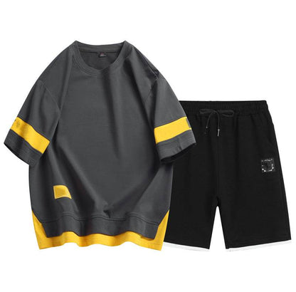 Men's Short Sleeve Waffle Suit - Casual T-Shirt & Shorts Set for Comfort - Buy Center